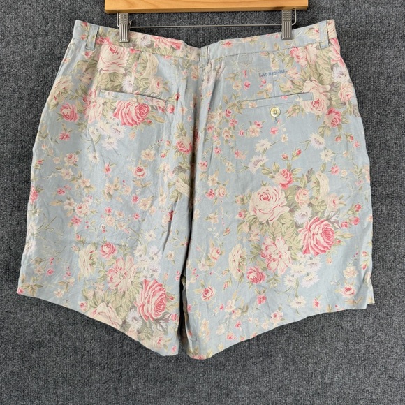 Lauren Ralph Lauren Womens Vintage Floral Linen Shorts 18W Blue Cottagecore - Picture 2 of 10